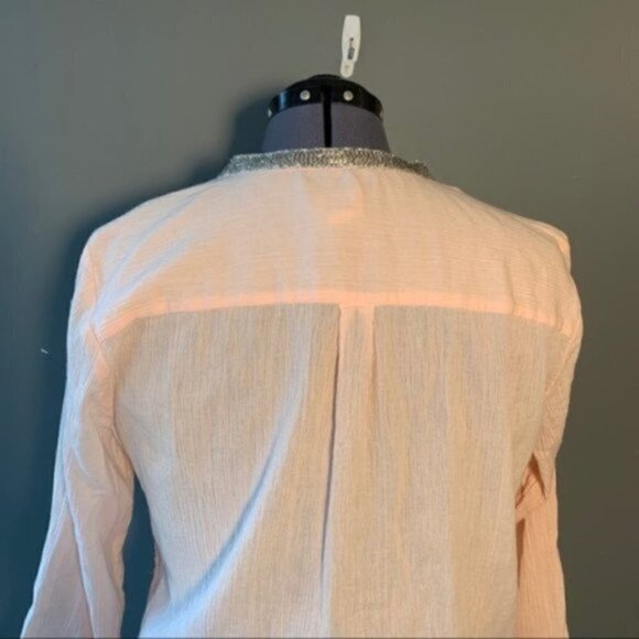 Chico’s Button Down Blouse Light Pink Beaded - Picture 8 of 9